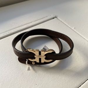Salvatore Ferragamo Leather Double Wrap Bracelet